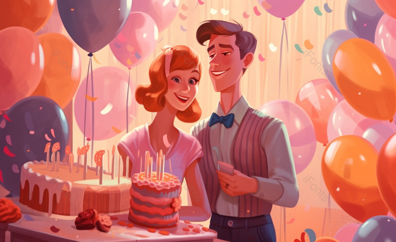 男朋友为女朋友庆祝生日插画,插画/手绘图,插画/手绘图库,插画/手绘图下载,插画/手绘